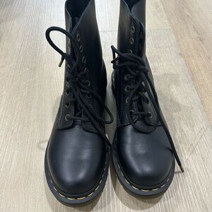 Black Leather Lace-Up Boots